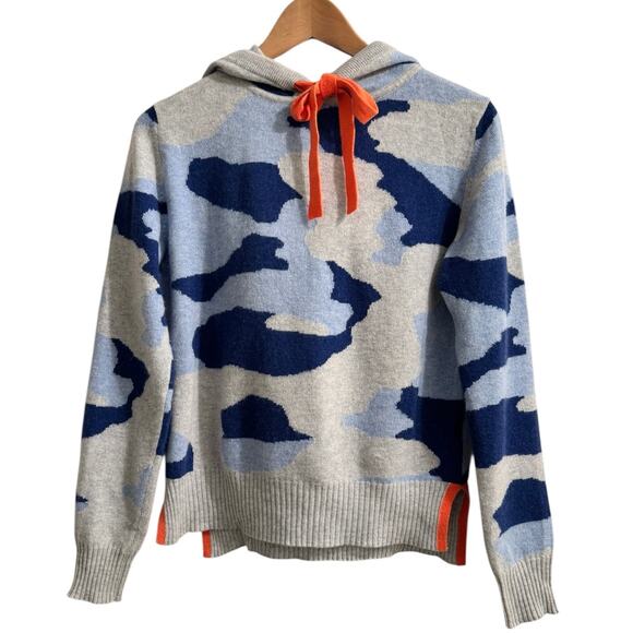 Brodie Blue Gray Chloe Camo Fine Cashmere Hoodie S ($355) Old Money Luxury - Picture 2 of 7